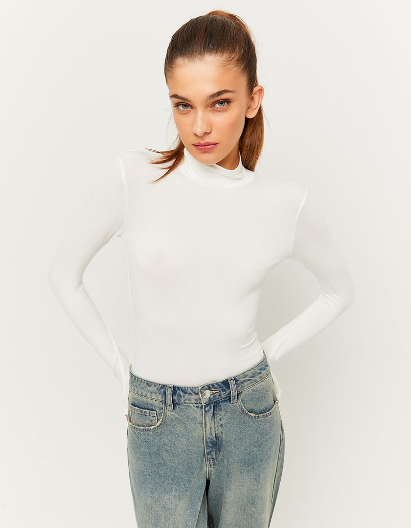TALLY WEiJL, Top Basic Col Roulé Blanc  for Women