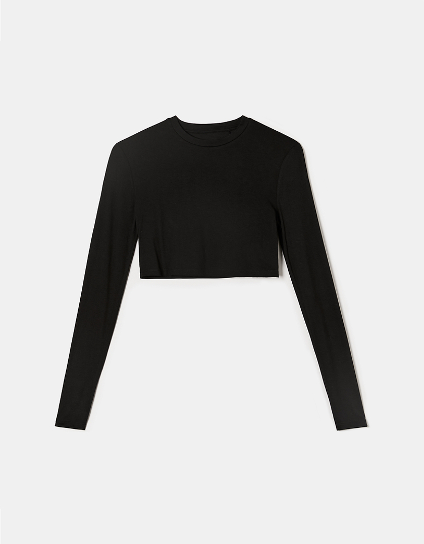 TALLY WEiJL, Black Basic Cropped Top for Women