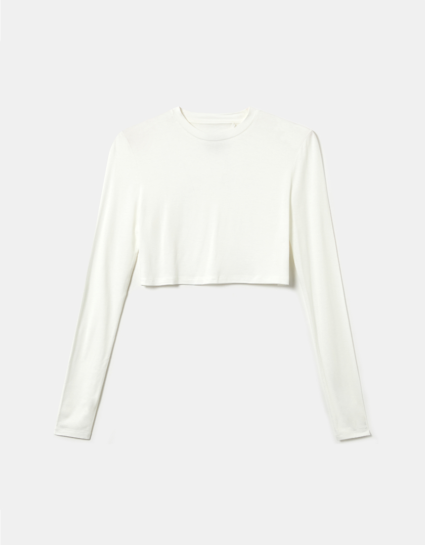 TALLY WEiJL, White Basic Cropped Top for Women