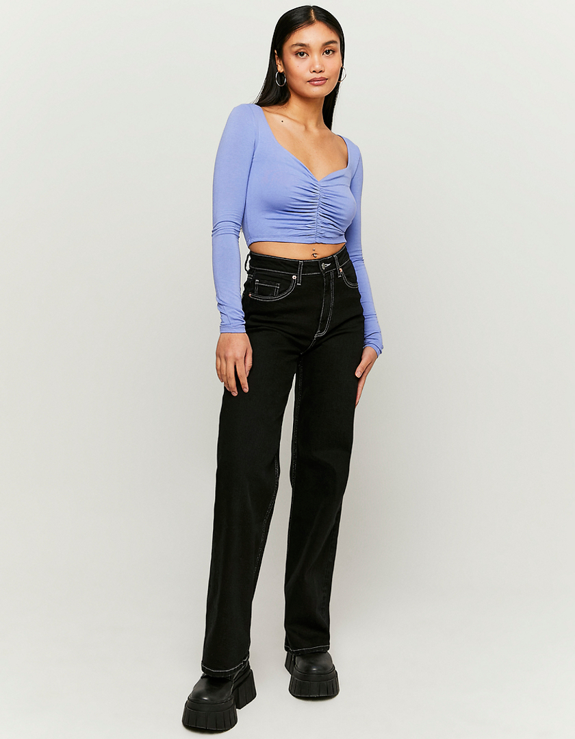 TALLY WEiJL, Pleated Cropped Long Sleeves Top for Women