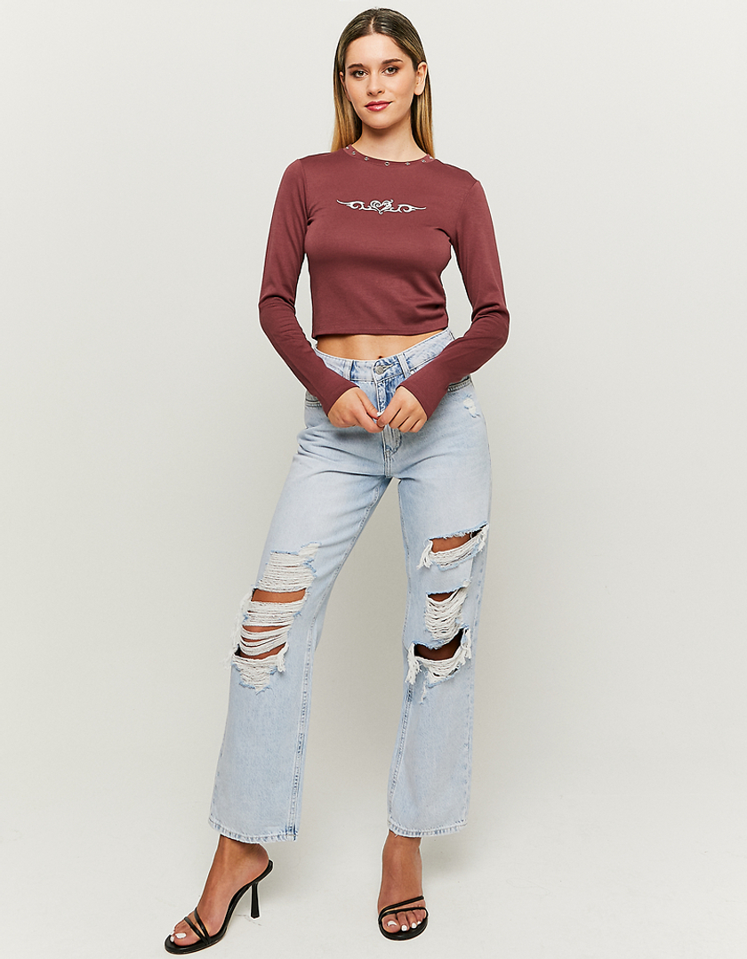 TALLY WEiJL, Eyelets Long Sleeves T-shirts for Women