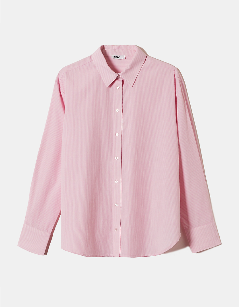 TALLY WEiJL, Pink Oversize Shirt with White Stripes for Women