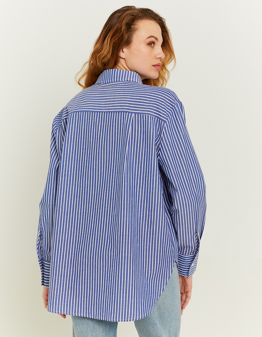 TALLY WEiJL, Blaues Oversize Shirt mit weissen Streifen for Women