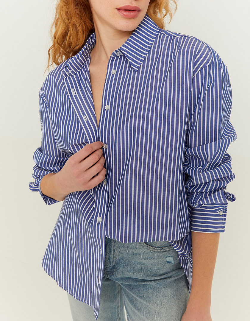 TALLY WEiJL, Blue Oversize Shirt with White Stripes for Women