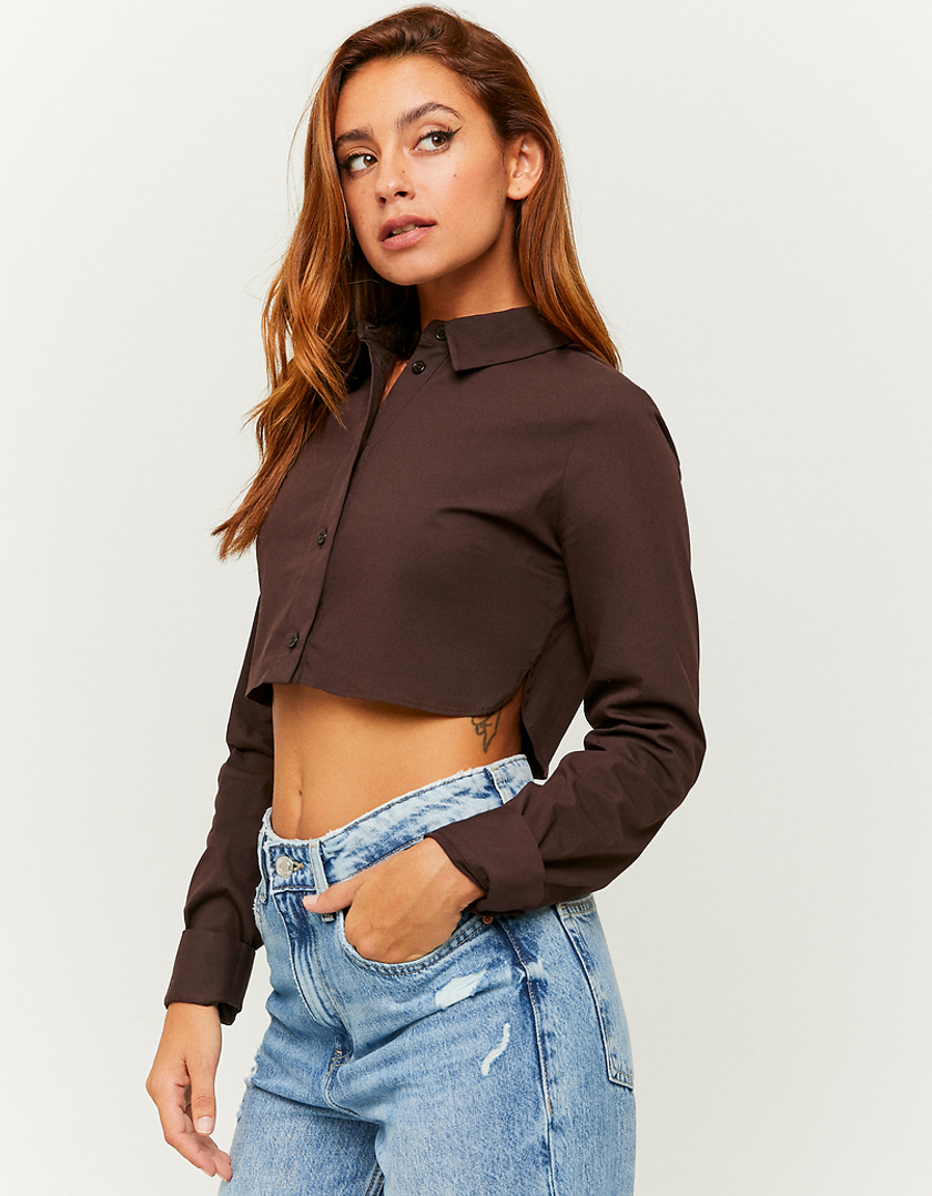 TALLY WEiJL, Καφέ Cropped Πουκάμισο με κουμπιά for Women