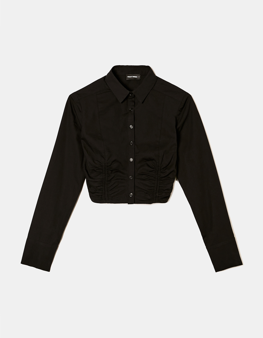 TALLY WEiJL, Μαύρο Ruched μακρυμάνικο πουκάμισο for Women