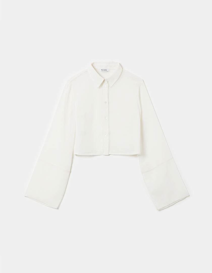 TALLY WEiJL, White Cropped Buttoned Shirt for Women