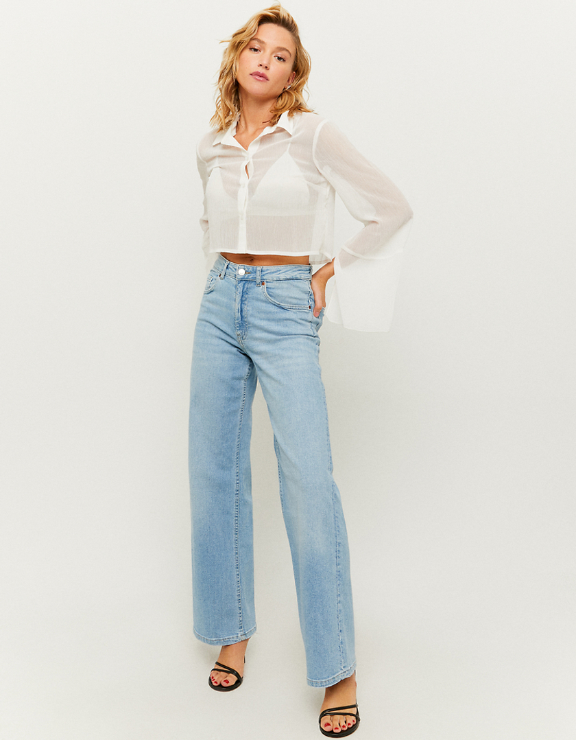 TALLY WEiJL, White Cropped Buttoned Shirt for Women
