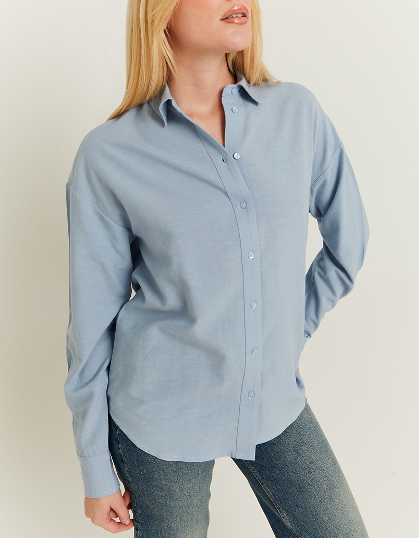 TALLY WEiJL, Camicia di Lino Oversize Azzurra for Women