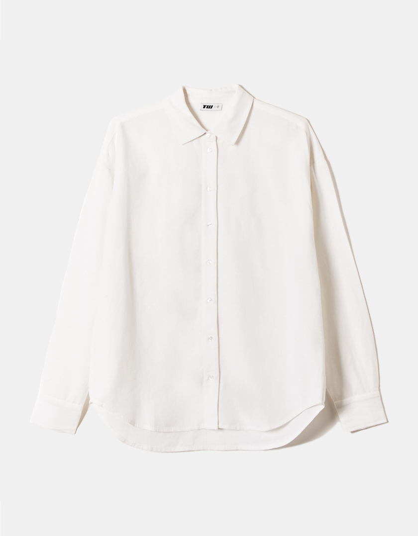 TALLY WEiJL, White Oversize Linen Shirt for Women