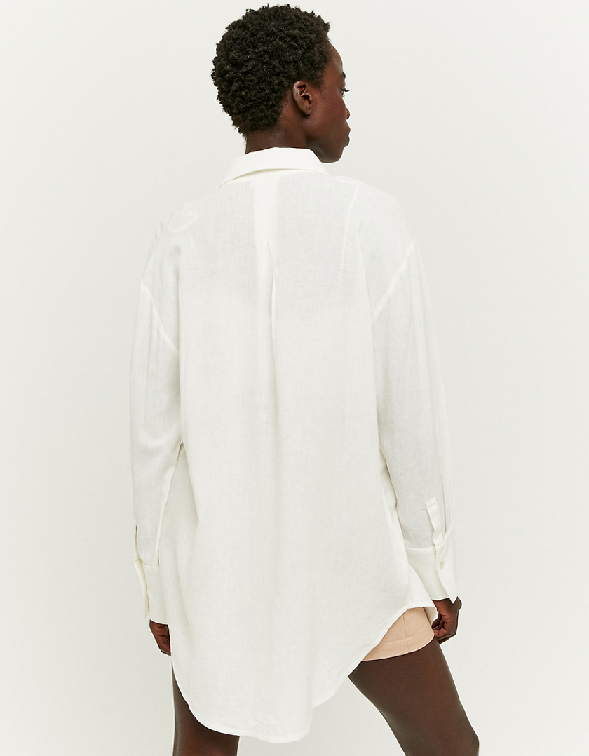 TALLY WEiJL, White Linen Oversize Shirt for Women