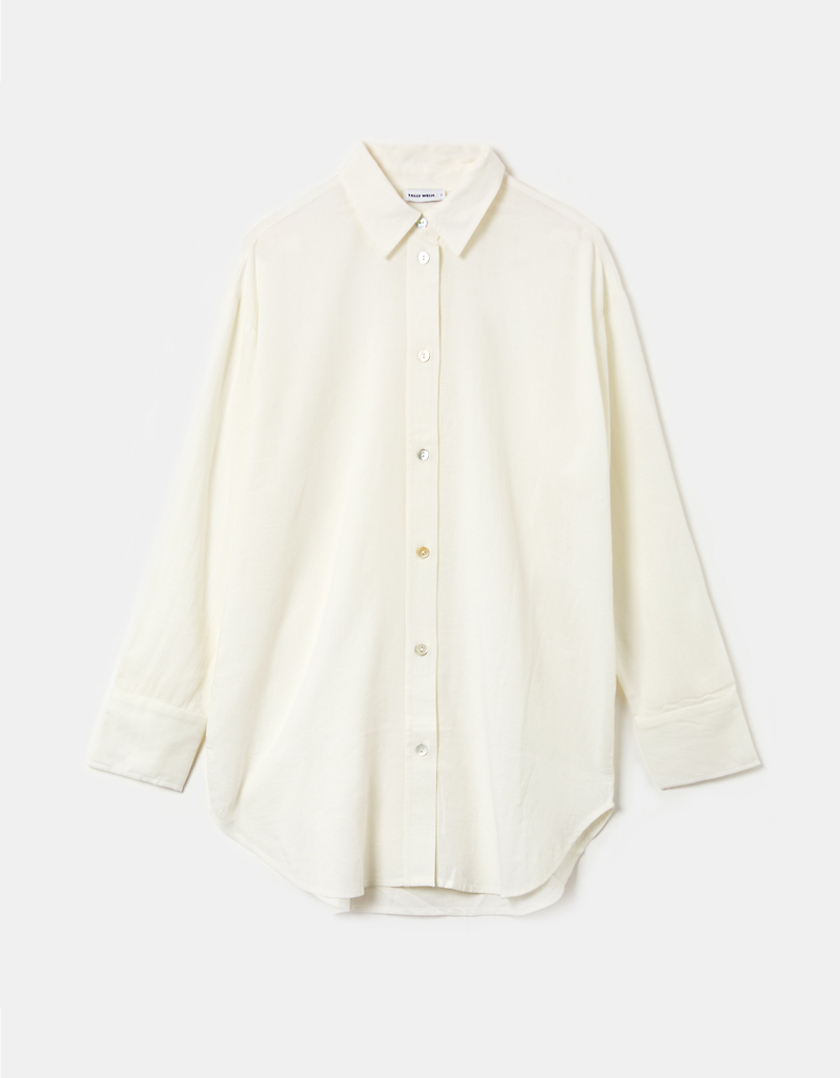 TALLY WEiJL, White Linen Oversize Shirt for Women