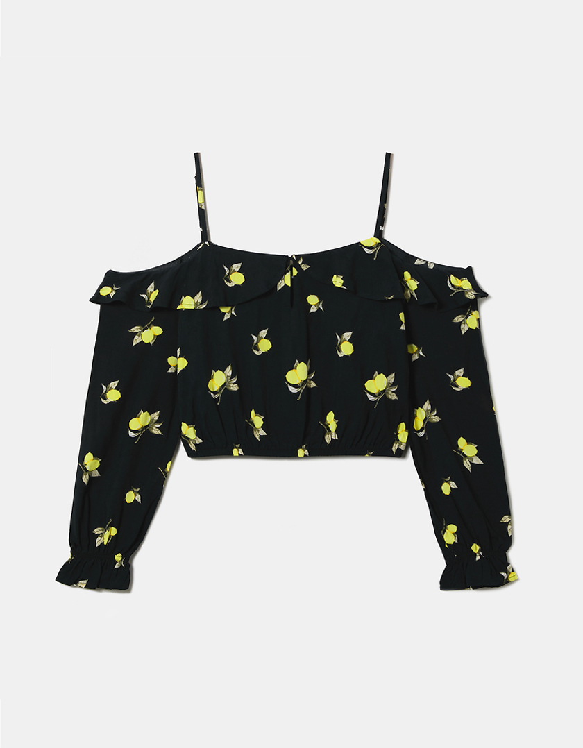 TALLY WEiJL, Cropped Ruffles Floral Blouse for Women