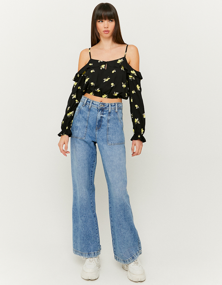 TALLY WEiJL, Cropped Ruffles Floral Blouse for Women