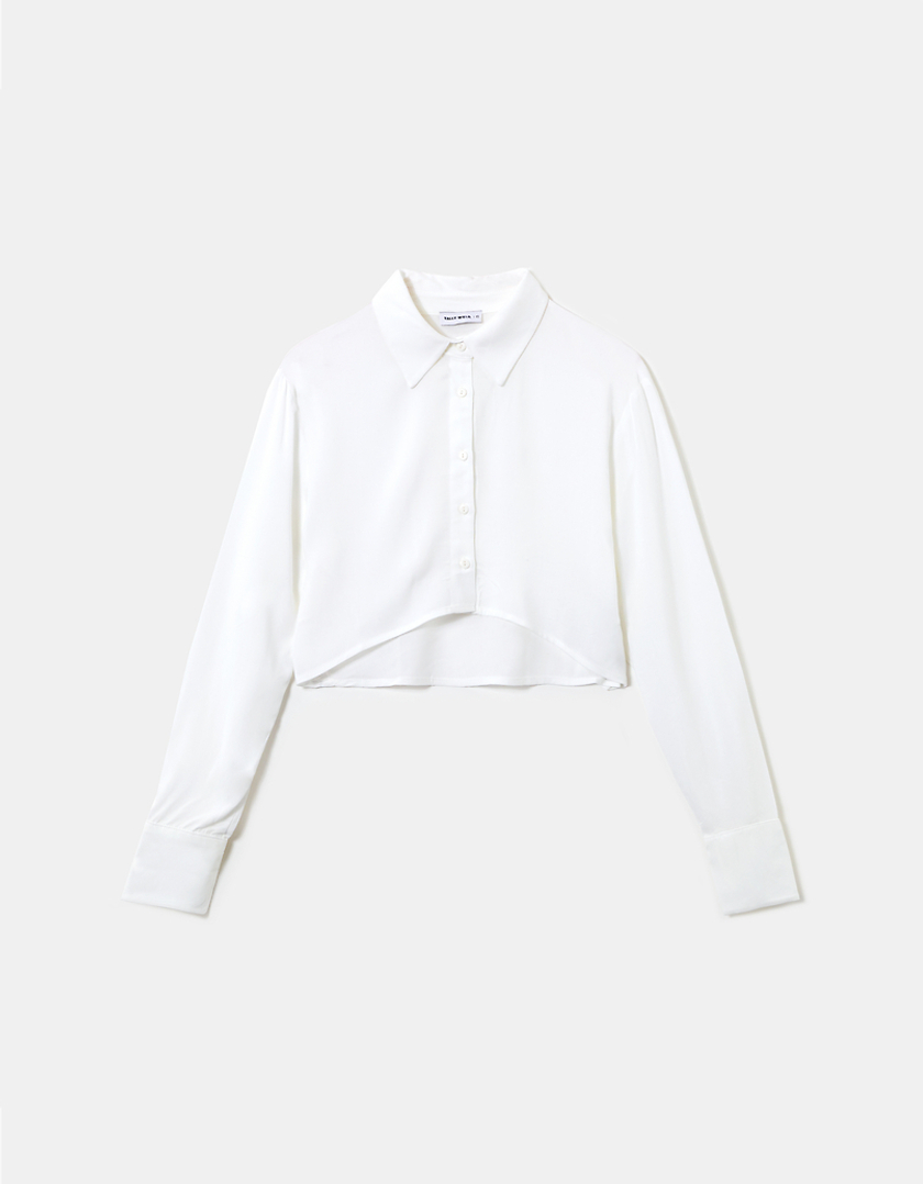 TALLY WEiJL, White Cropped Basic Shirt for Women