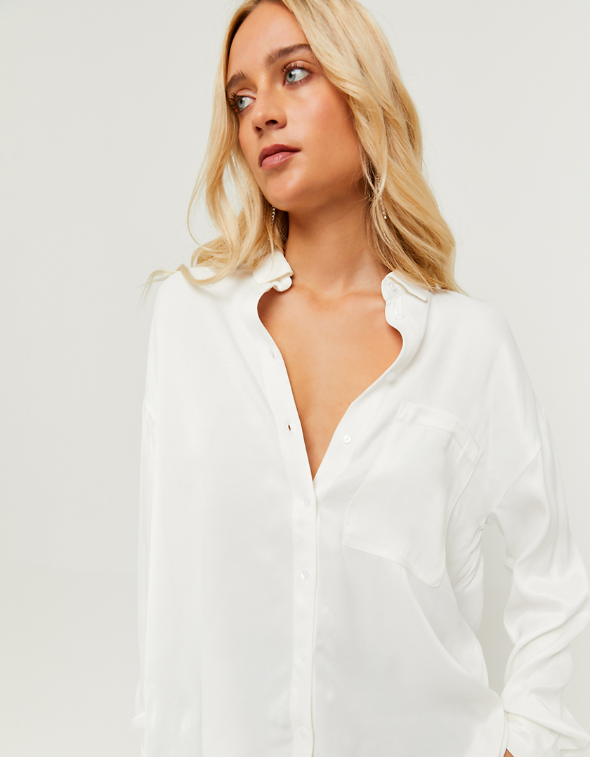 TALLY WEiJL, Weißes langärmliges Hemd aus Satin for Women