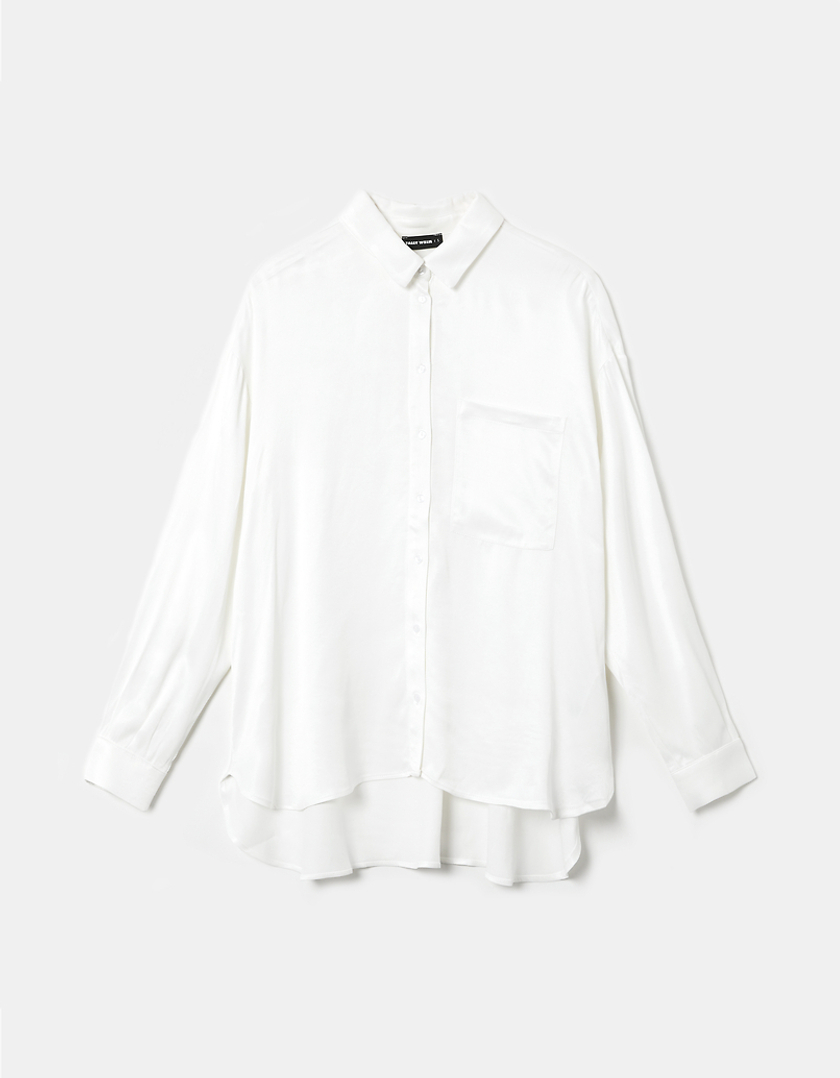 TALLY WEiJL, Biała satynowa koszula z długim rękawem for Women