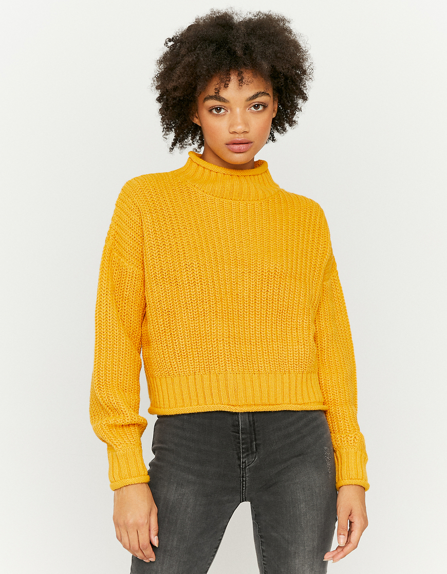 yellow mock neck top