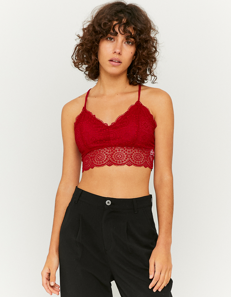 red lace bralette crop top